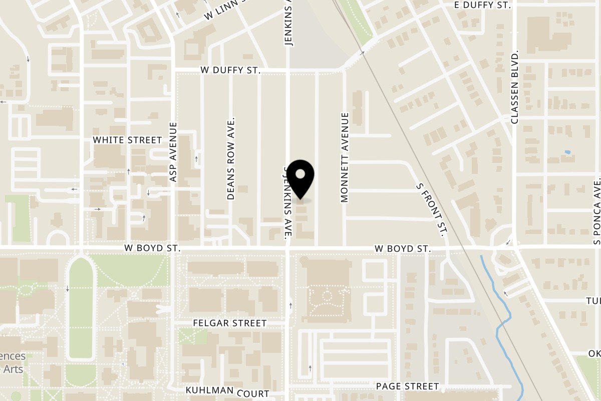 Map showing the location of Thai Delight Norman on 761 S Jenkins Ave in Norman